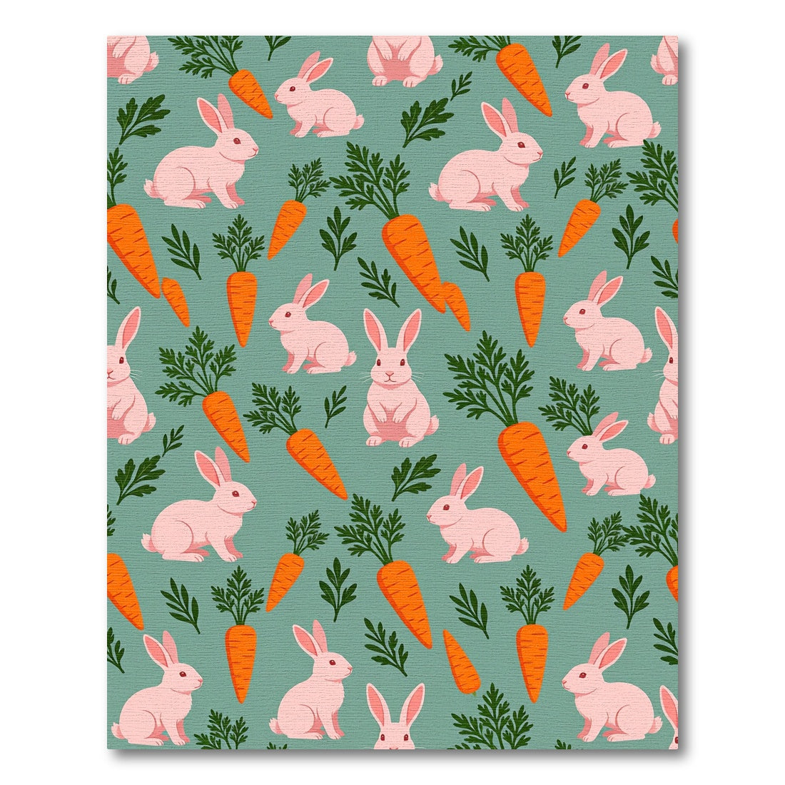Whimsical Pastel Pink Bunny Carrot Meadow Rug