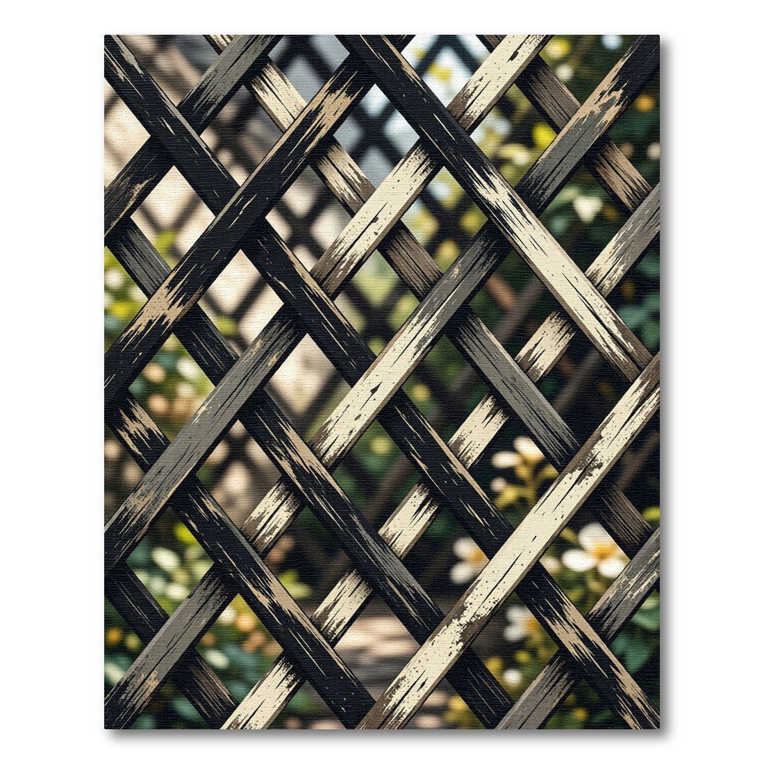 Monochrome Geometric Lattice Grid Rug