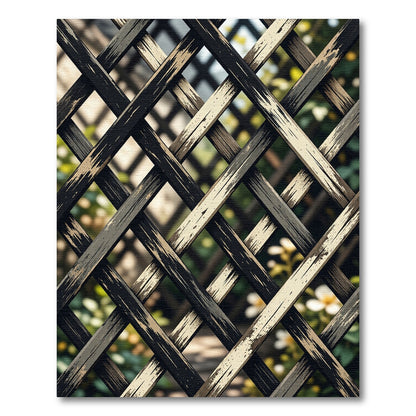 Monochrome Geometric Lattice Grid Rug