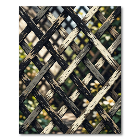 Monochrome Geometric Lattice Grid Rug