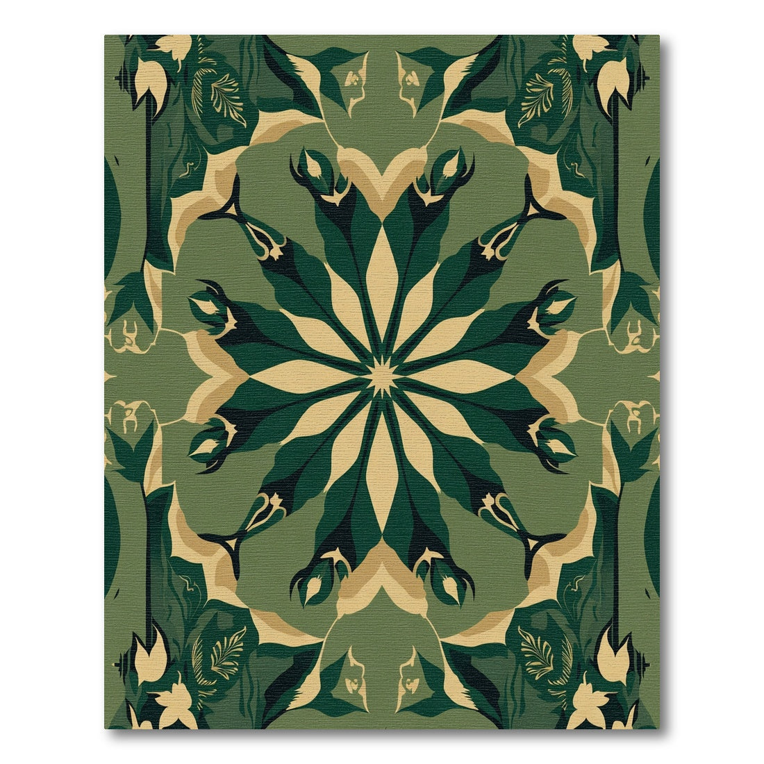 Emerald Forest Leaf Mandala Rug