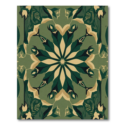Emerald Forest Leaf Mandala Rug