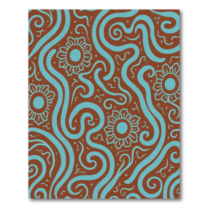 Aqua Swirl Floral Medallion Brown Rug