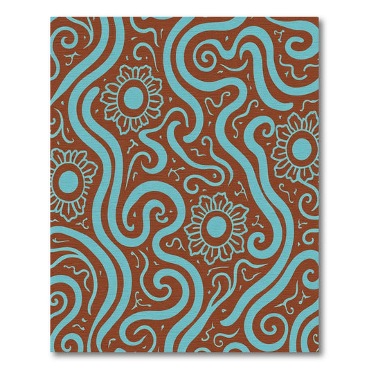 Aqua Swirl Floral Medallion Brown Rug