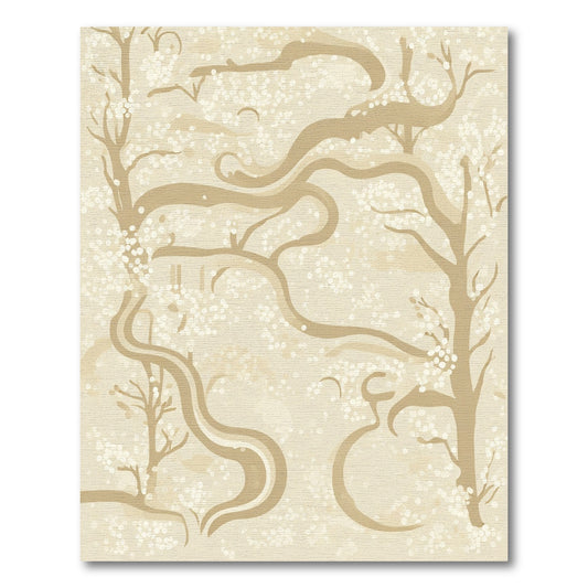 Cream Blossom Tree Abstract Flow Rug