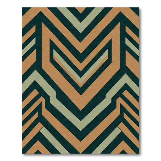 Terracotta Beige Geometric Chevron Pattern Rug