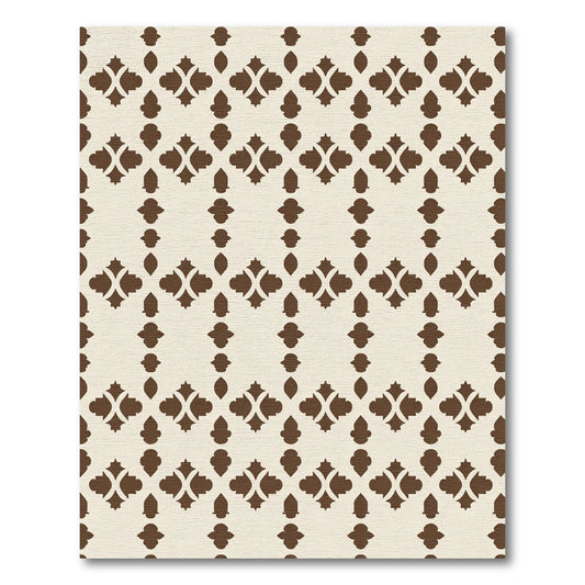 Brown Lattice Geometric Repeating Pattern Rug