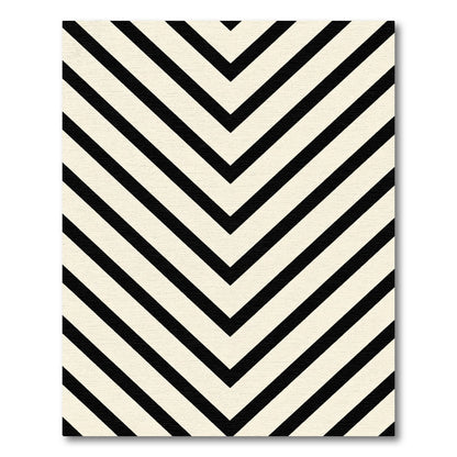 Black White Chevron Lines Rug