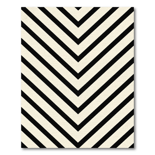 Black White Chevron Lines Rug