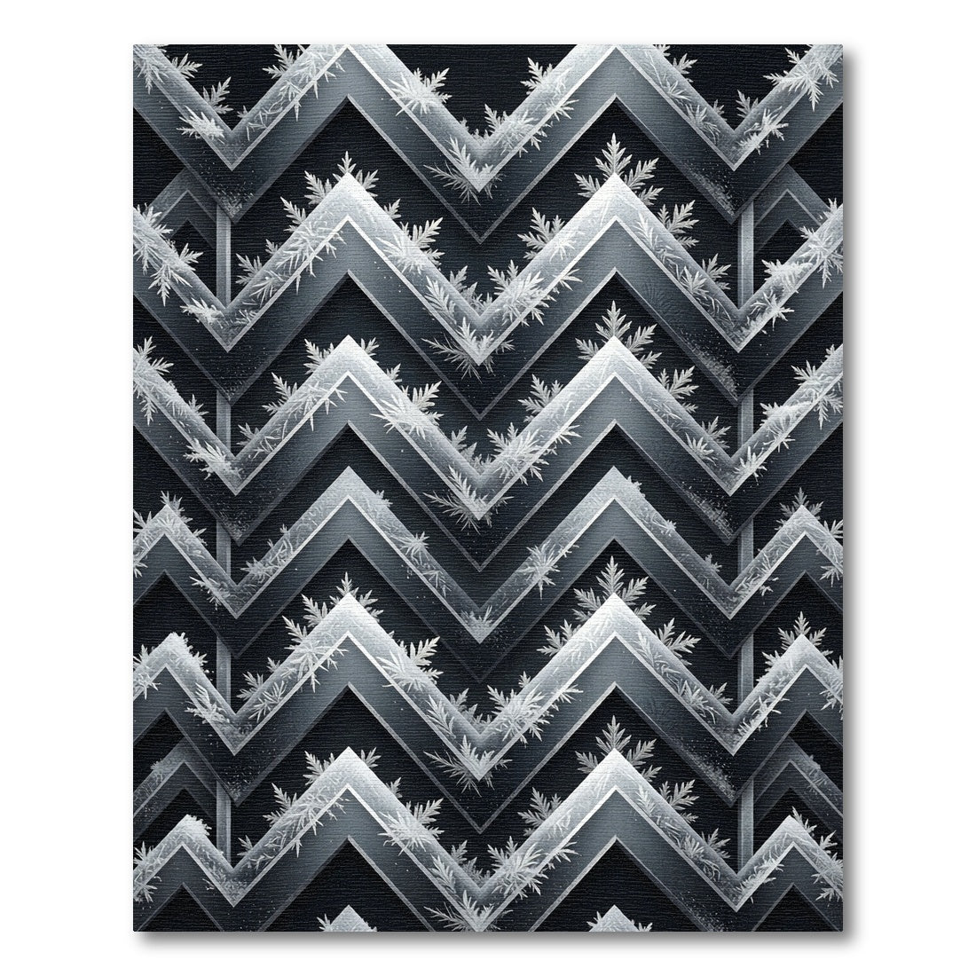 Frosted Silver Chevron Geometric Charcoal Rug