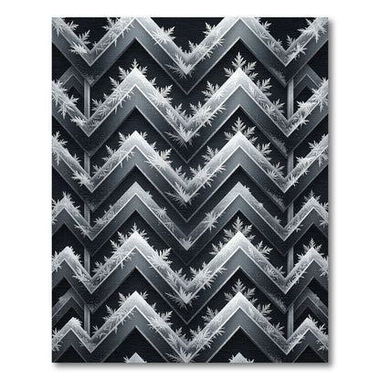Frosted Silver Chevron Geometric Charcoal Rug