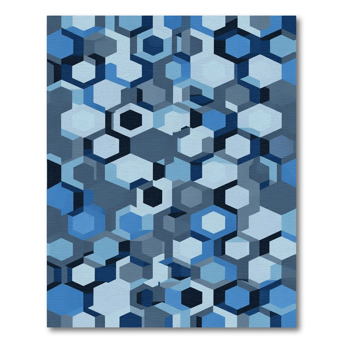 Blue Geometric Hexagon Mosaic Rug