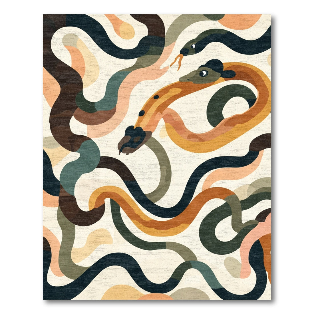 Winding Serpent Abstract Mid Century Modern Rug