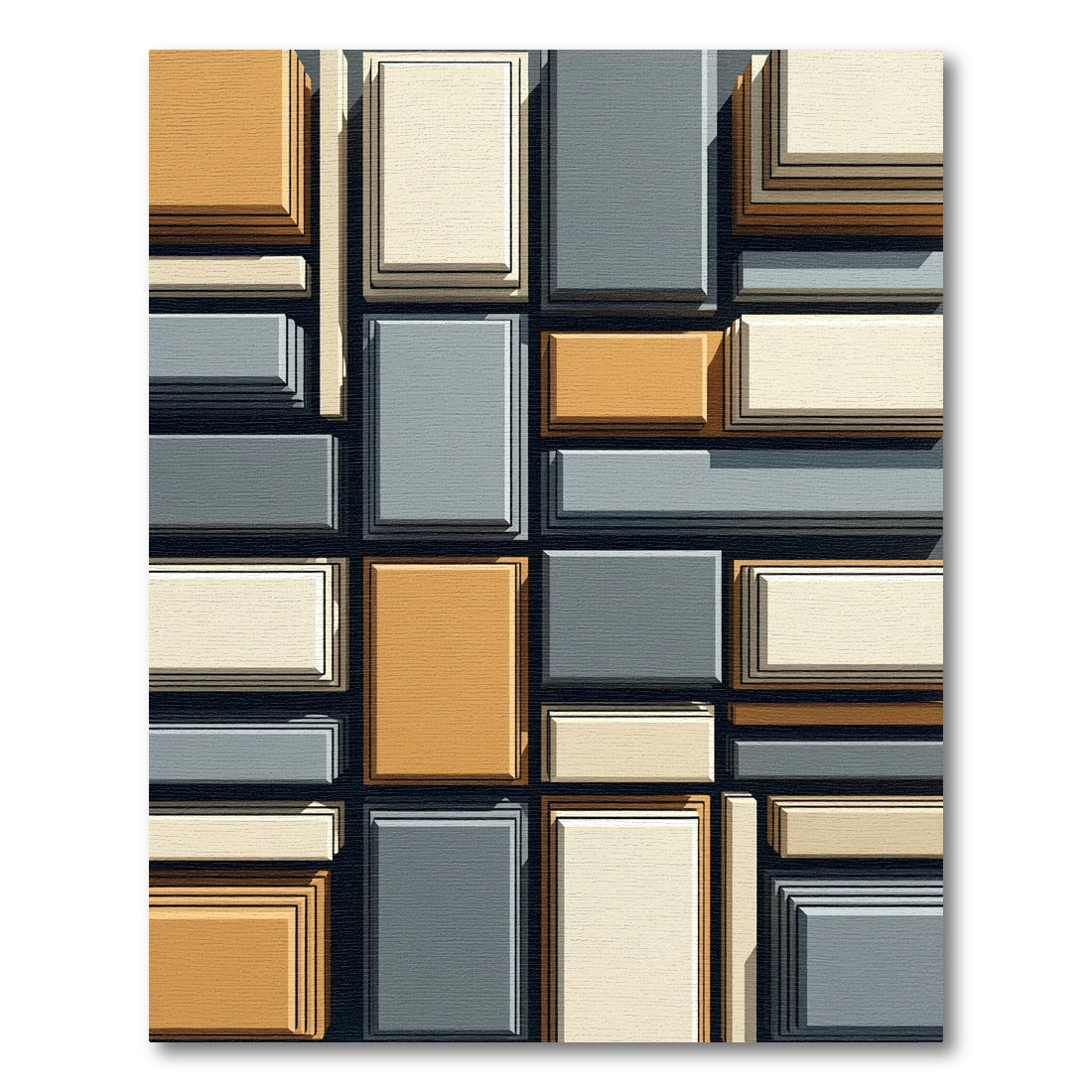 Geometric Blocks with Earthy Tones Rug