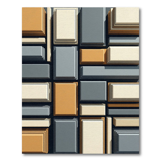 Geometric Blocks with Earthy Tones Rug