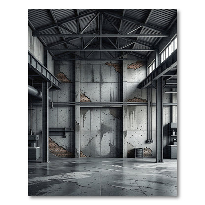 Industrial Gray Concrete Brick Overlay Rug