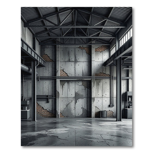 Industrial Gray Concrete Brick Overlay Rug