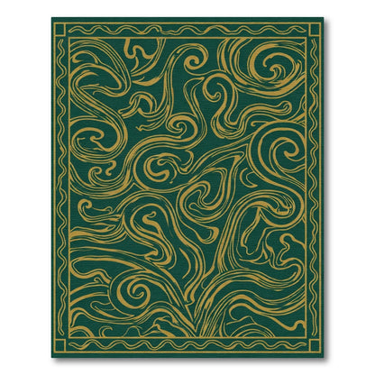 Deep Emerald Gold Swirls Rug