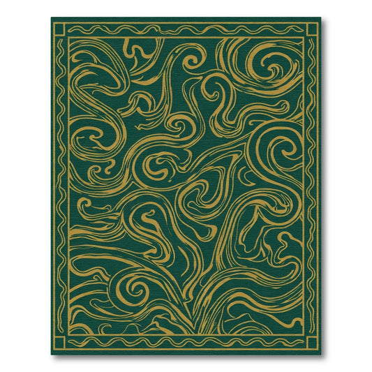 Deep Emerald Gold Swirls Rug