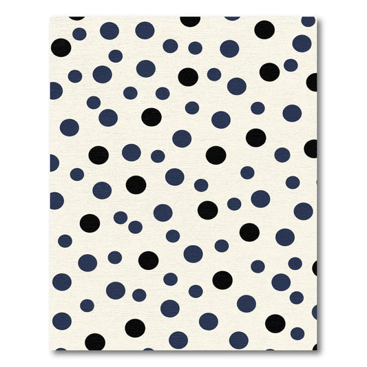 Navy Black Scattered Polka Dot Rug