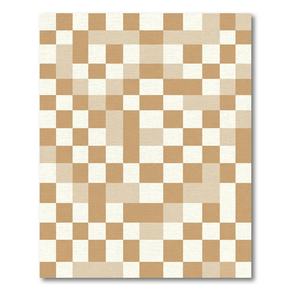Earth Tones Checkerboard Square Art Rug