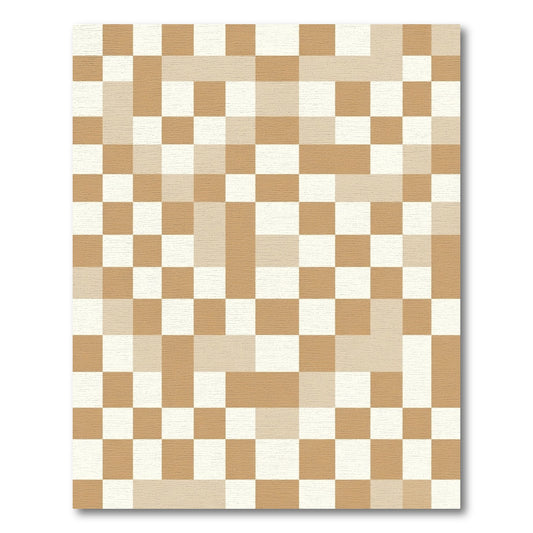 Earth Tones Checkerboard Square Art Rug