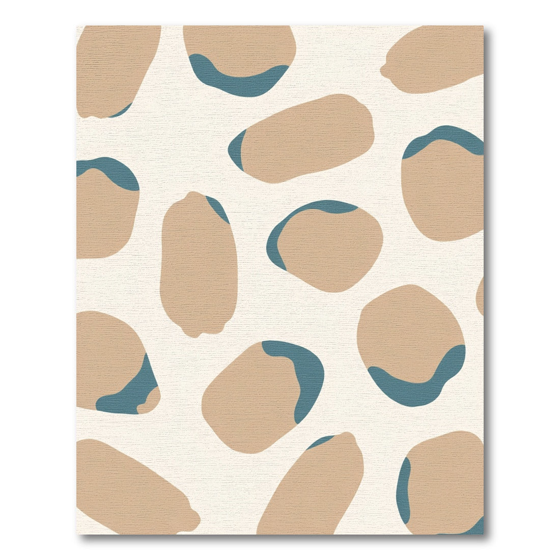 Neutral Tan Blue Abstract Forms Rug