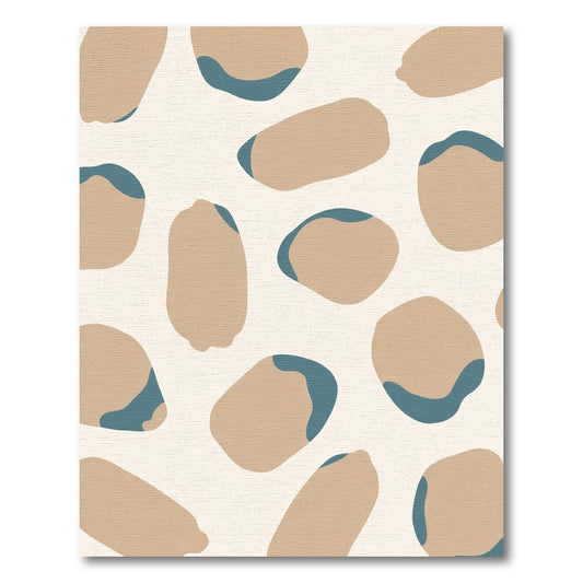 Neutral Tan Blue Abstract Forms Rug