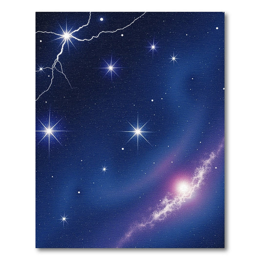Cosmic Dark Blue Lightning Galaxy Rug