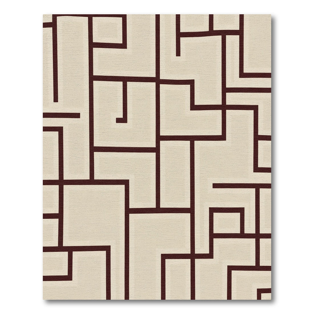 Deep Plum Geometric Block Lines Rug