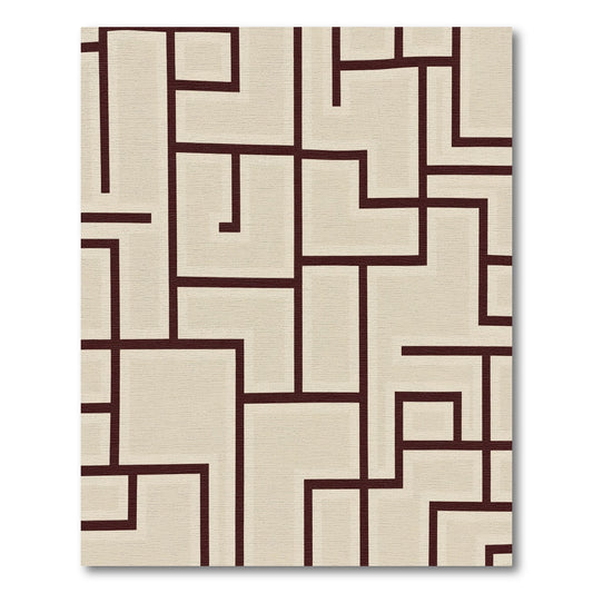 Deep Plum Geometric Block Lines Rug