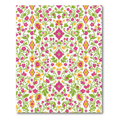 Vibrant Fuchsia Yellow Green Floral Vine Rug