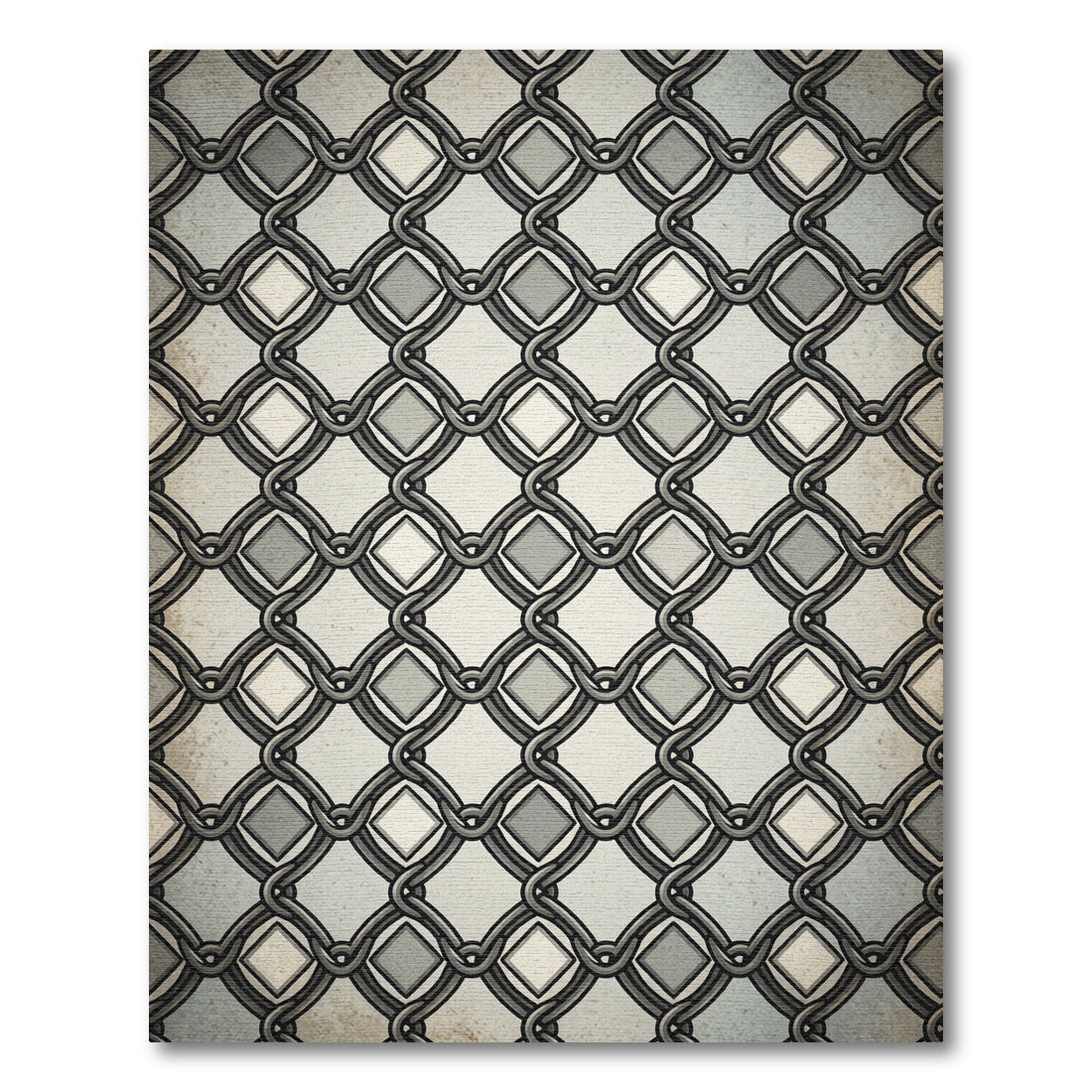Classic Gray Geometric Interlocking Link Rug