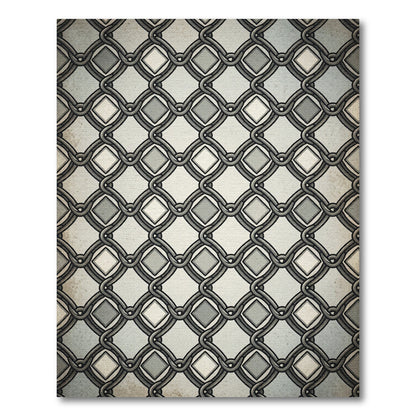 Classic Gray Geometric Interlocking Link Rug