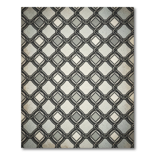 Classic Gray Geometric Interlocking Link Rug