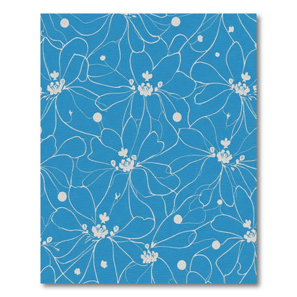 Azure Sketchy Floral Abstract Layout Rug