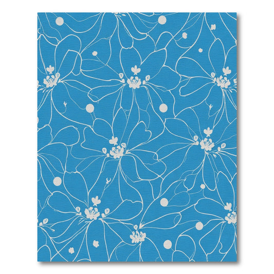 Azure Sketchy Floral Abstract Layout Rug