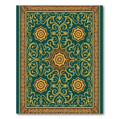 Deep Teal Gold Floral Medallion Rug