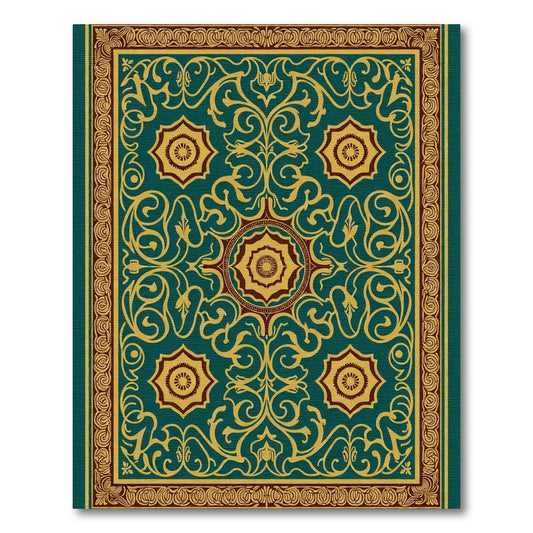 Deep Teal Gold Floral Medallion Rug