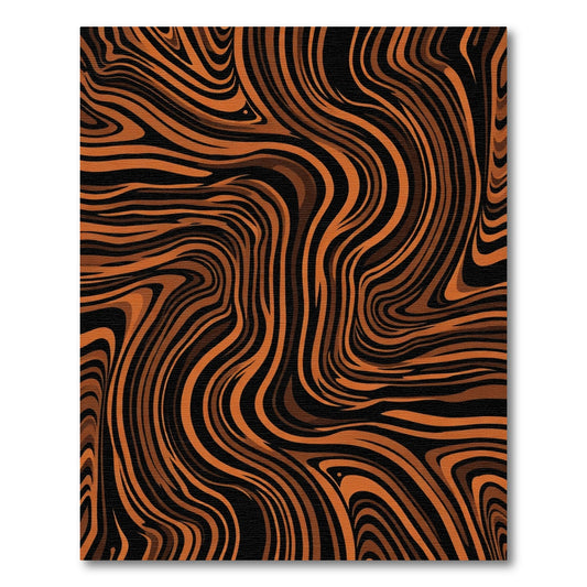 Rich Orange Black Swirl Rug