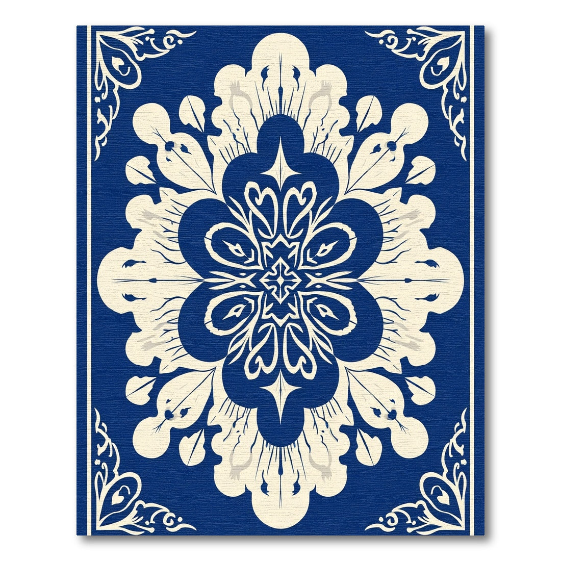 Intricate Blue Floral Medallion Rug