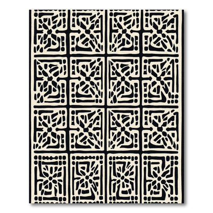 Cream Black Ancient Tile Arrangement Rug