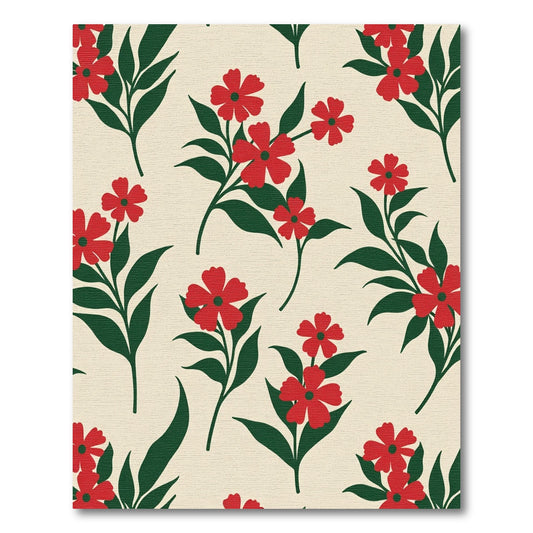 Red Crimson Floral Botanical Branches Rug