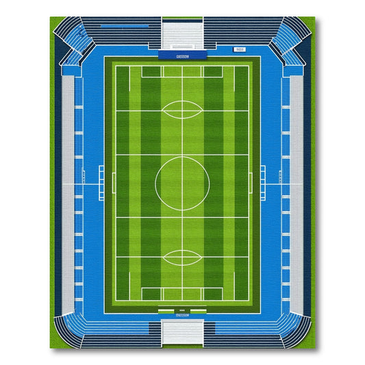 Modern Blue Green Soccer Stadium Rug