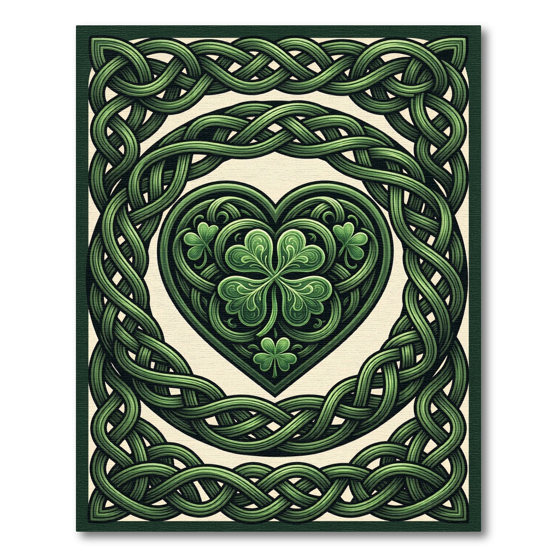 Intricate Emerald Celtic Knot Heart Rug