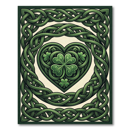 Intricate Emerald Celtic Knot Heart Rug