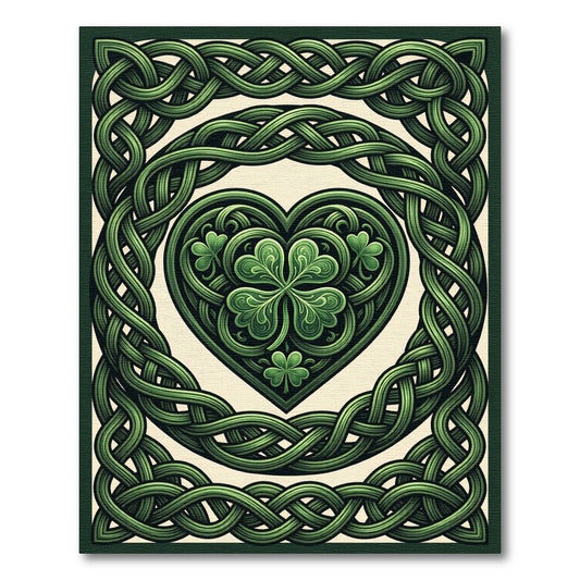 Intricate Emerald Celtic Knot Heart Rug