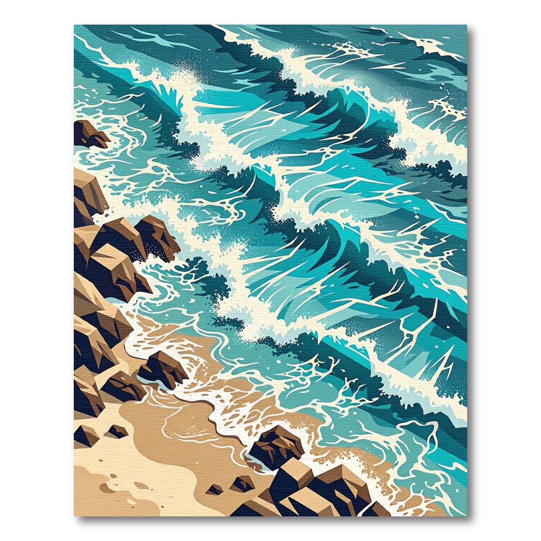 Abstract Turquoise Ocean Wave Shore Rug