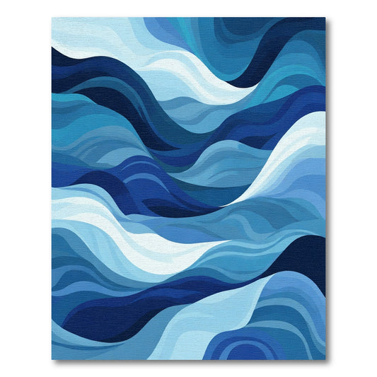 Deep Blue Abstract Wave Harmony Rug