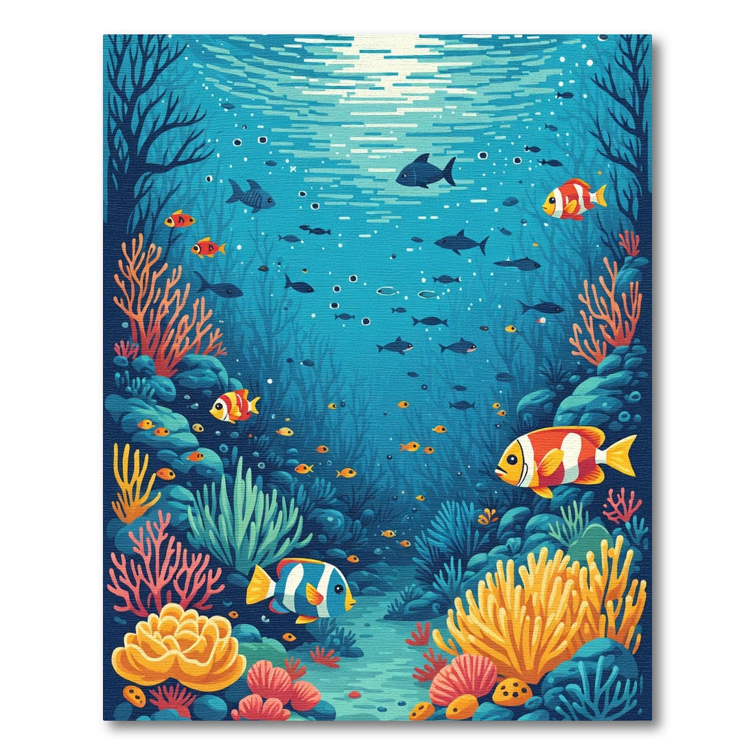 Vibrant Coral Reef Fish Scene Rug